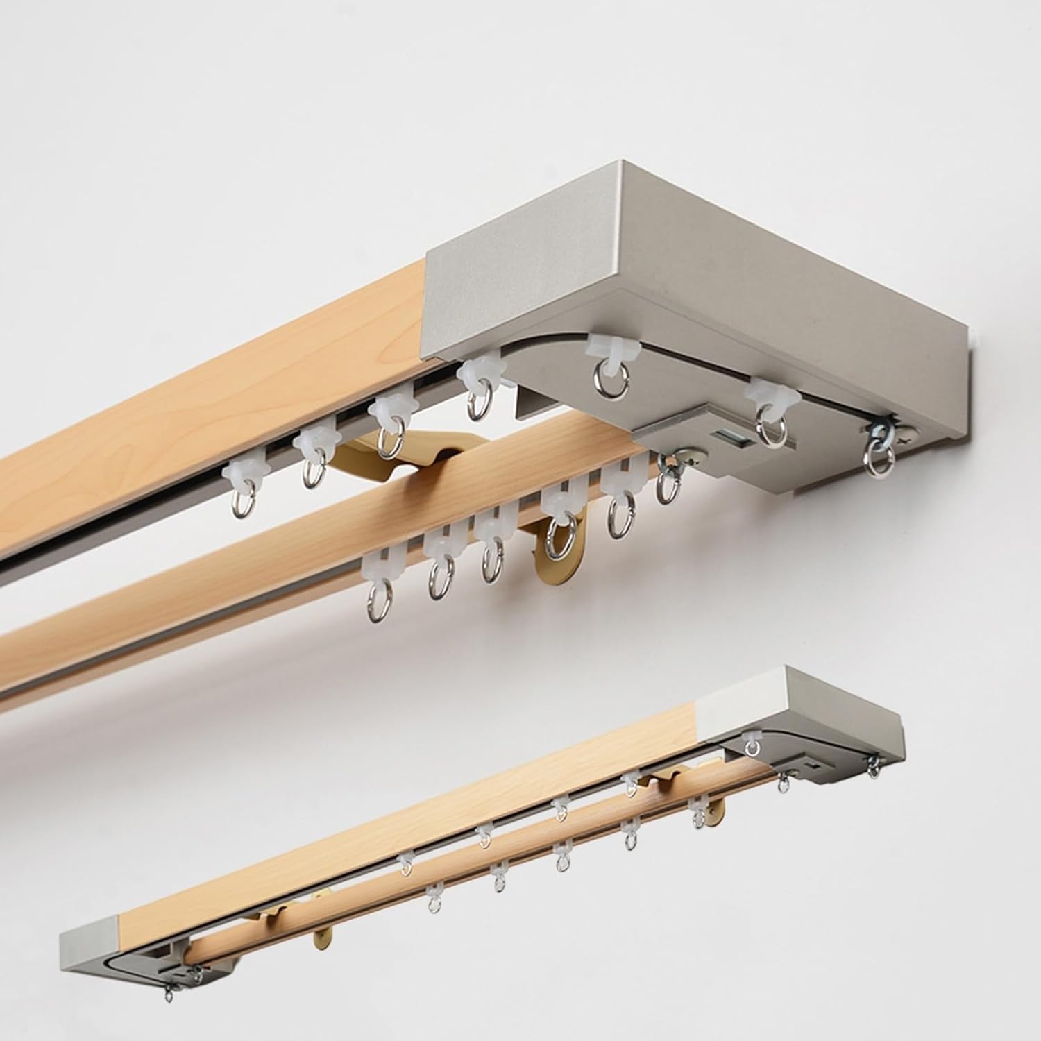 Riel de cortina de madera de imitación, barra de sellado para puertas correderas