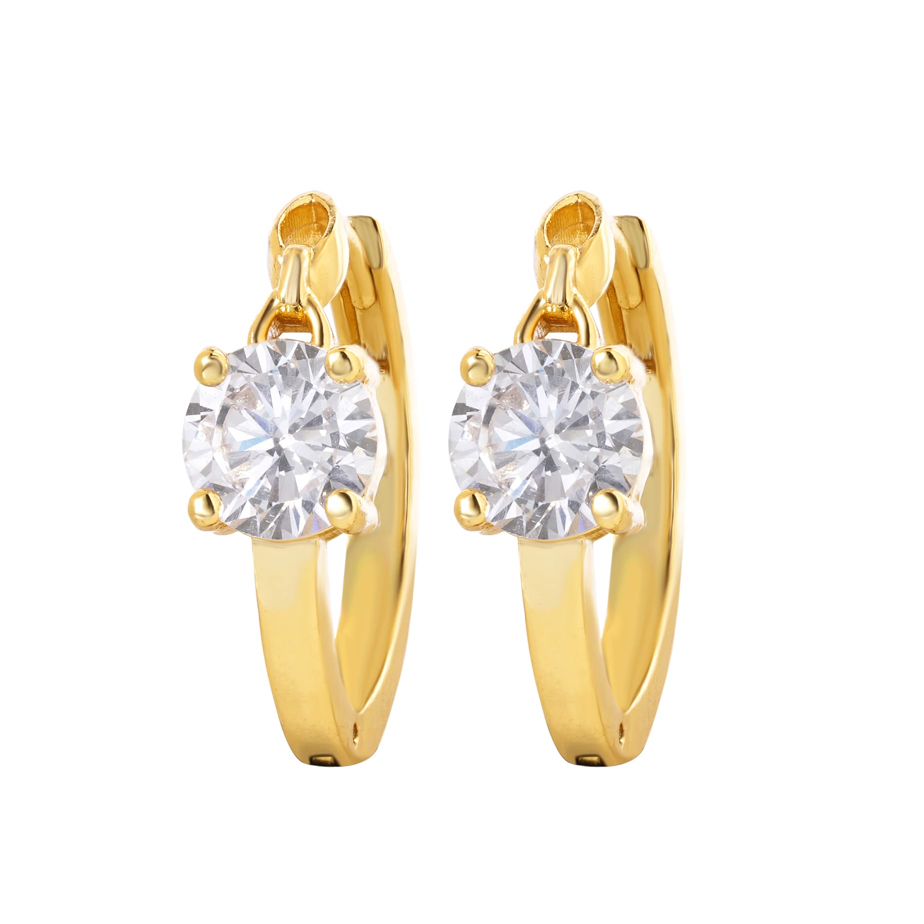 MINUTIAE Round Solitaire Diamond Hoop Earrings for Women and Girls with Crystal for Stylish Western and Fashion,Gold (B09ZV44118) Amazon Price History, Amazon Price Tracker