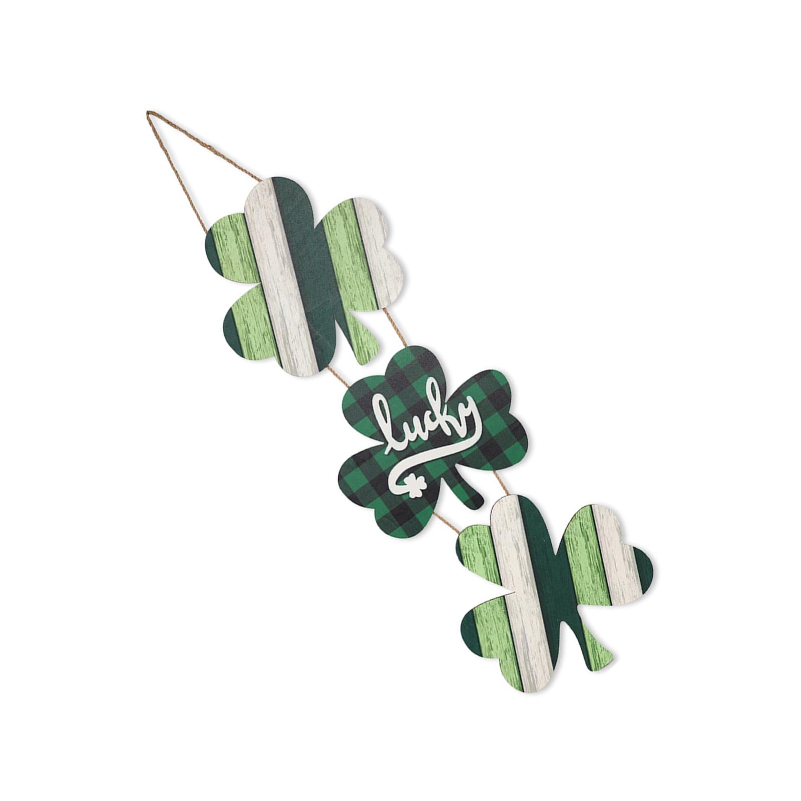 LUCKGONI Wooden Shamrocks Door Sign Wall Hanging Ornament Patrick's Day Festival Decoration for Front Door Mantels Tree Display