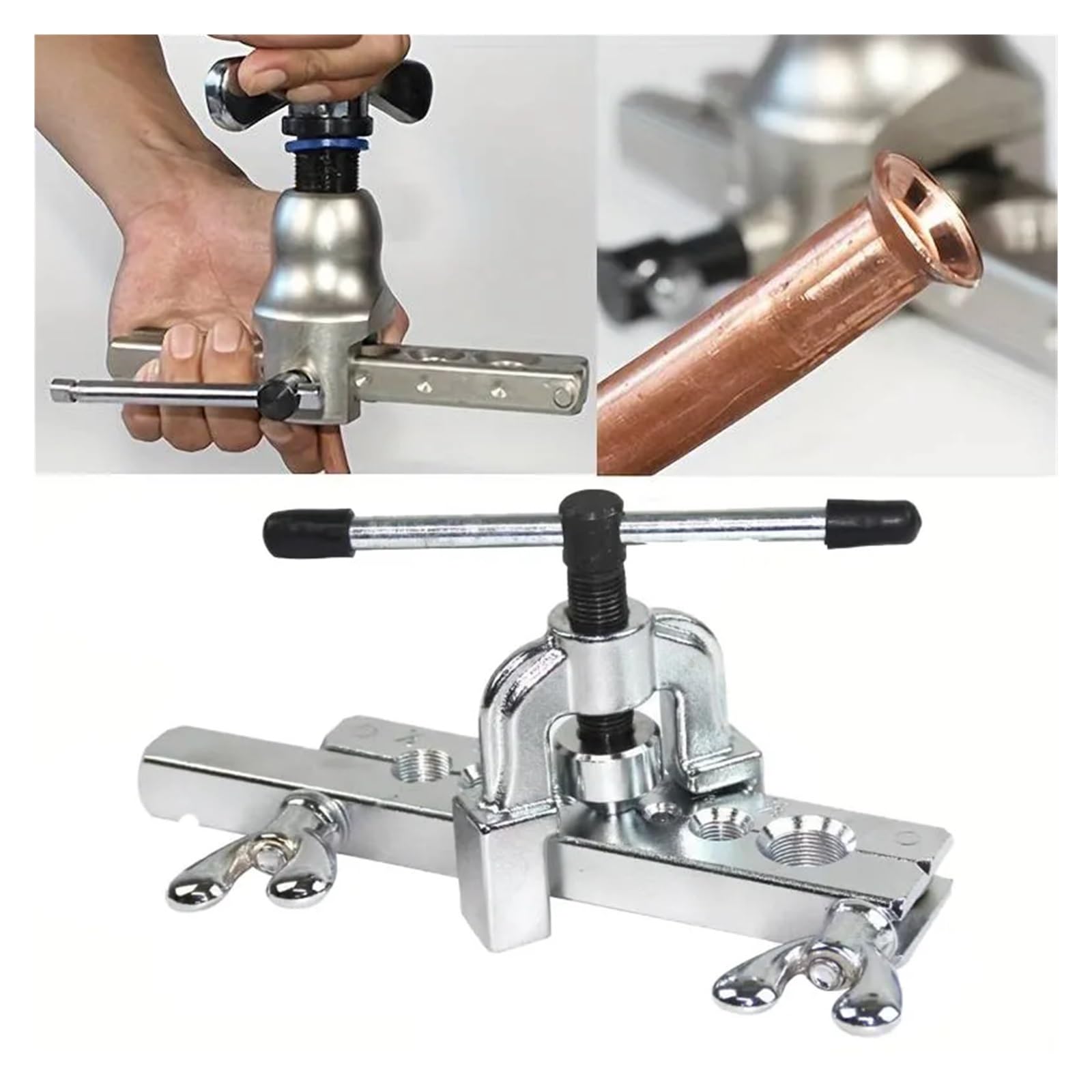 Kit de herramientas for abocardar tubos de cobre con expansor de 45 grados y adaptadores for escariar tubos. Para cobre, aluminio y otros metales blandos(Metric)