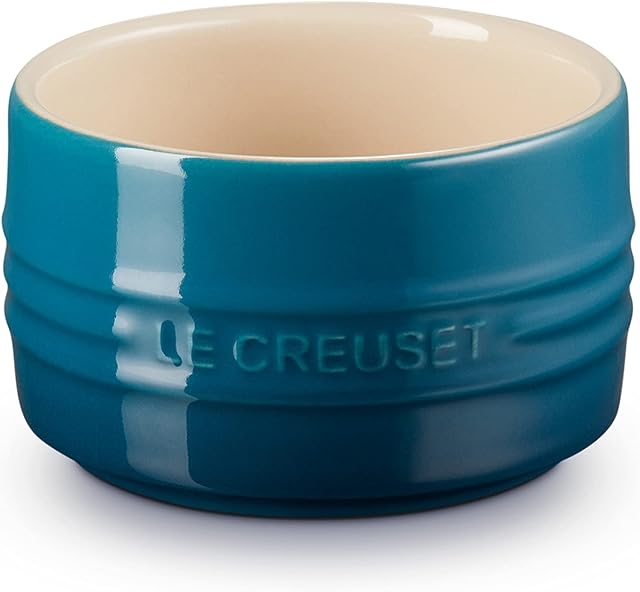 Le Creuset kamionka Ramekin z prostą ścianką, można układać w stos, 200 ml, głęboki morski