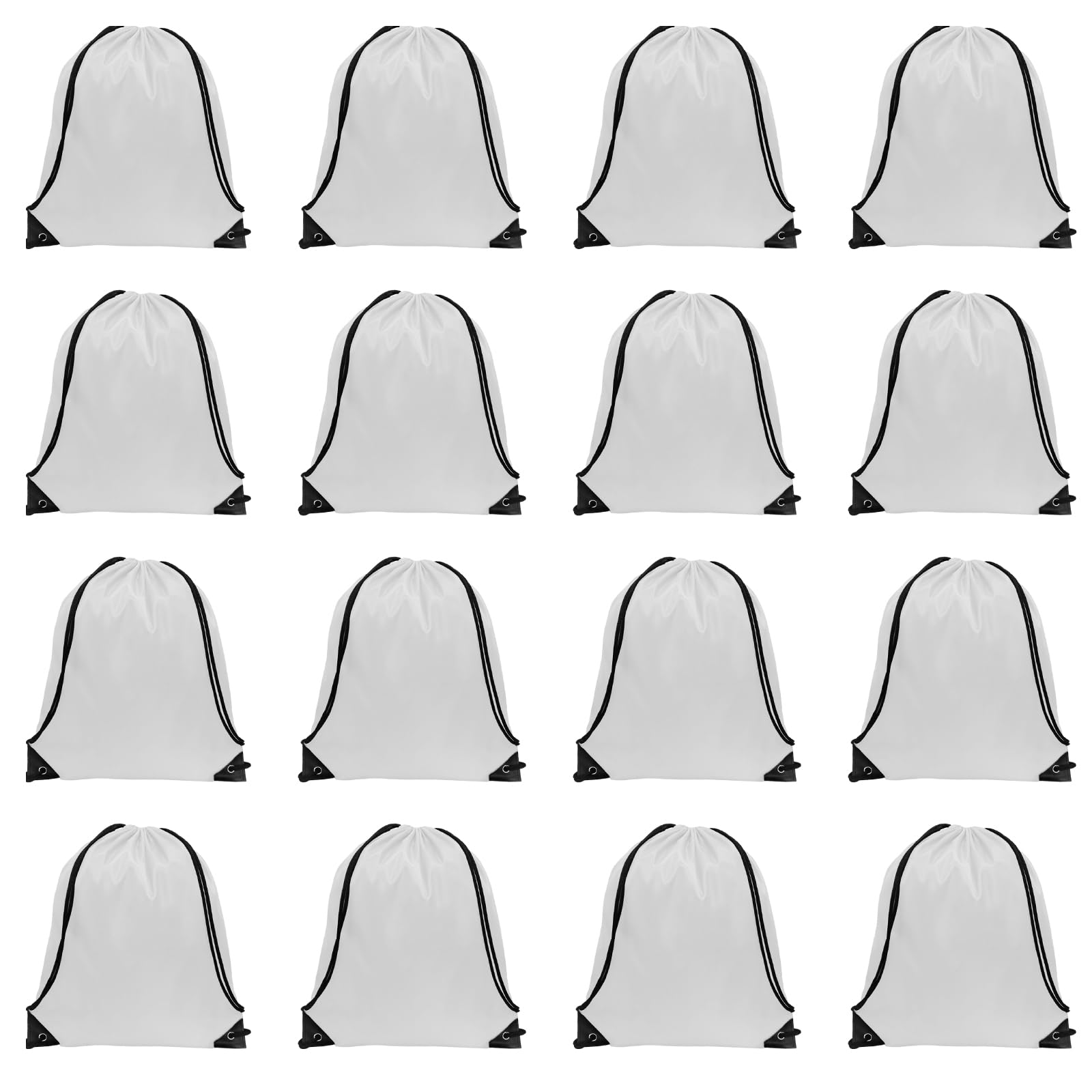 GoodtoU Drawstring Bags, Nylon Backpacks with Drawstring for Sport, Traveling, Team (White, 16Pcs)