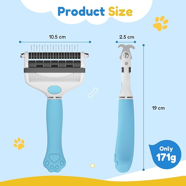 Foto 5 de 8 de Zivacate 3 en 1 Cepillo para Perros y Gatos, Doble Cara 17+9 Dientes