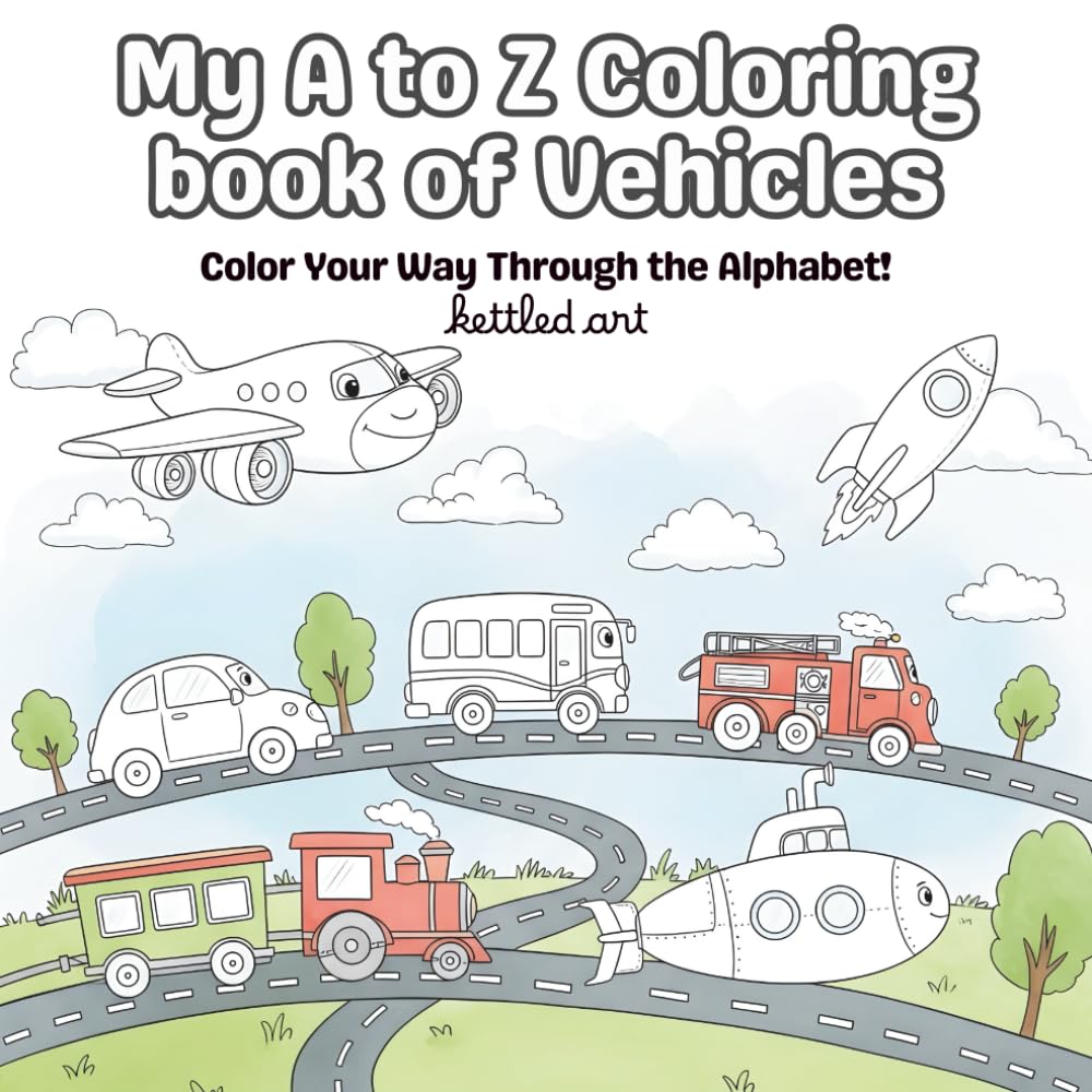 A to Z coloring book of vehicles