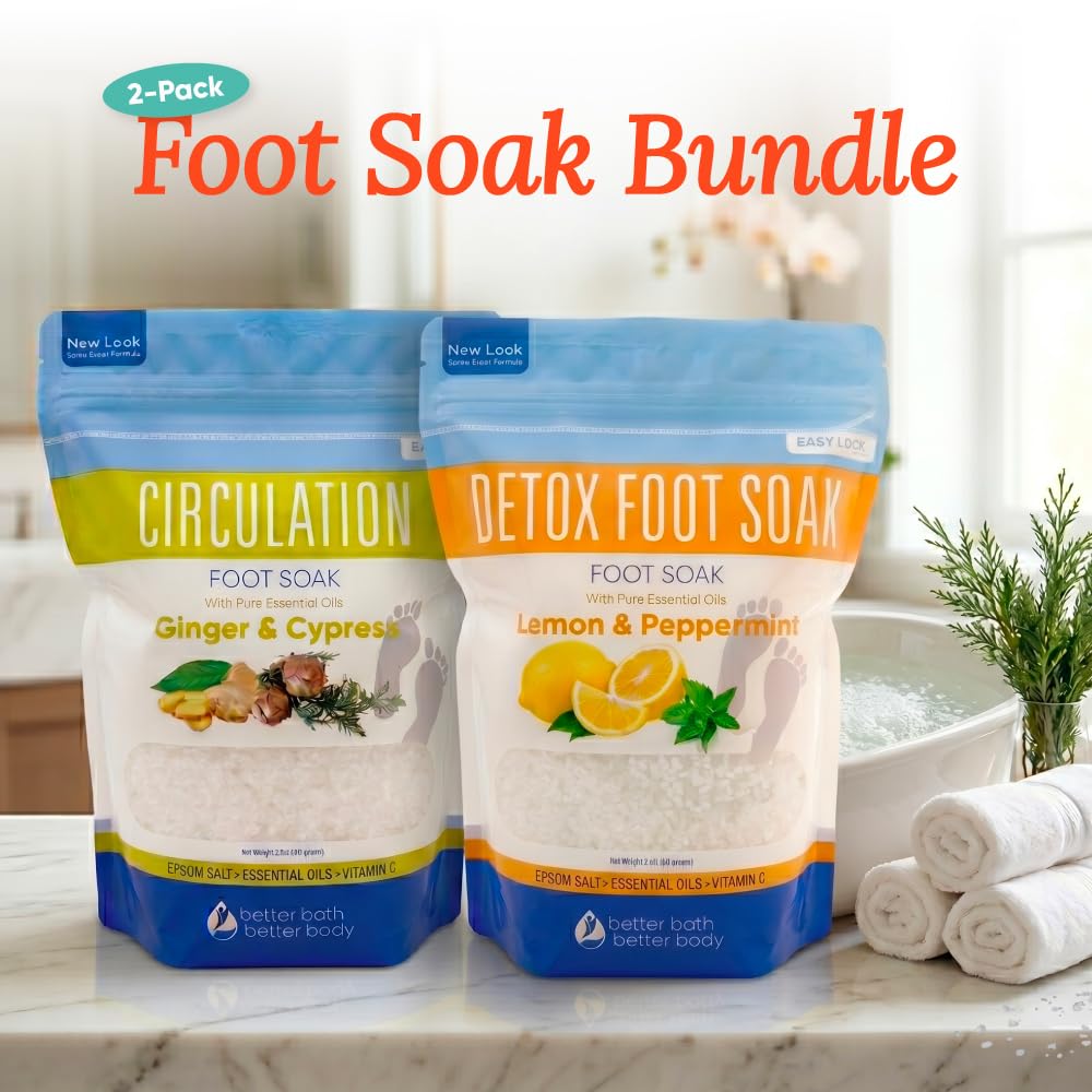 2-Pack Epsom Salt Foot Soak Bundle with Essential Oils
