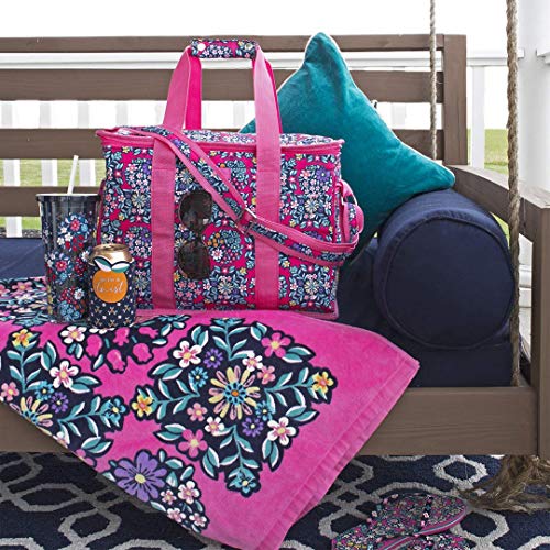Vera Bradley Travel Tumbler With Lid And Straw, 24 Ounce Insulated Cup, Floral Plastic Double Wall Tumbler, Kaleidoscope #TOP3