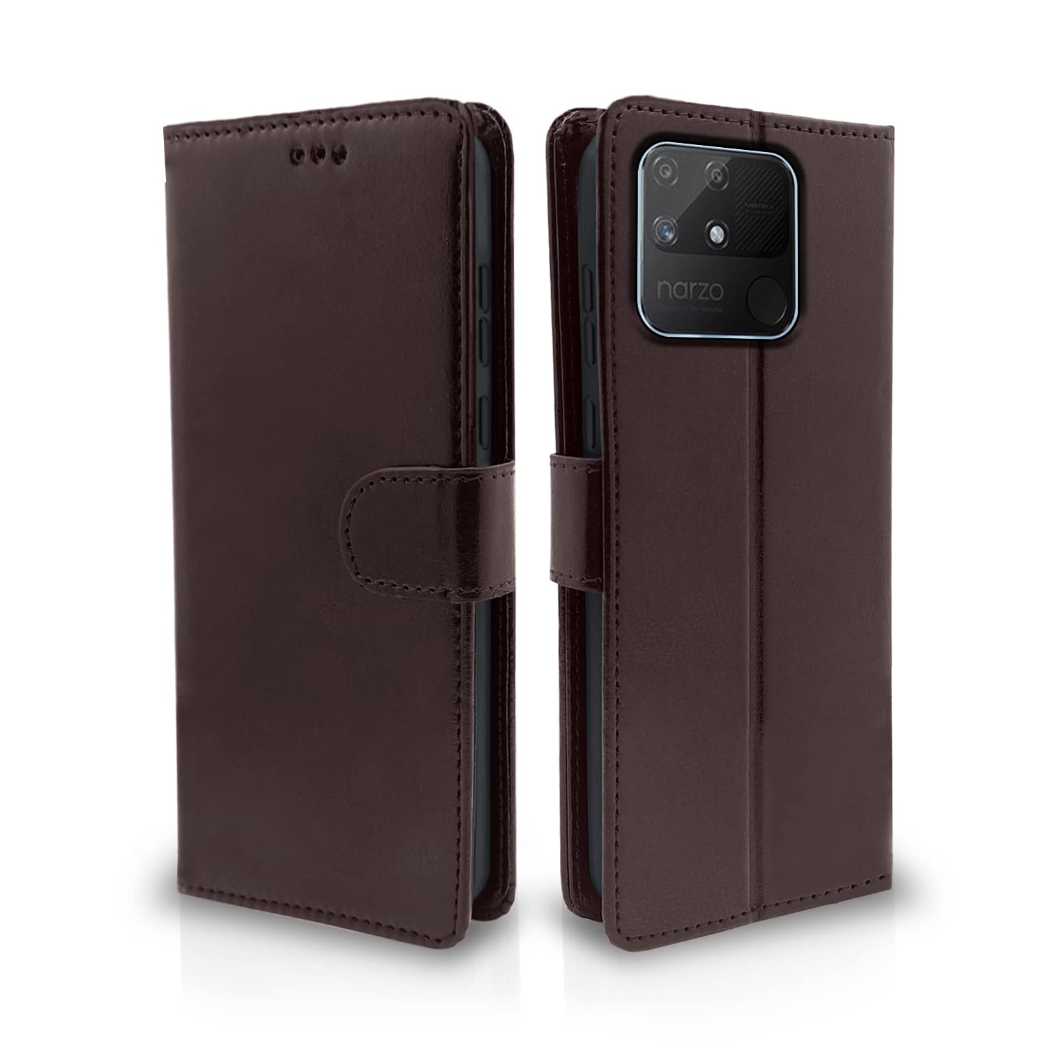 Pikkme Realme Narzo 50A Flip Case Leather Finish | Inside TPU with Card Pockets | Wallet Stand and Shock Proof | Magnetic Closing | Complete Protection Flip Cover for Realme Narzo 50A (Coffee) (B0BK6NVPCW) Amazon Price History, Amazon Price Tracker