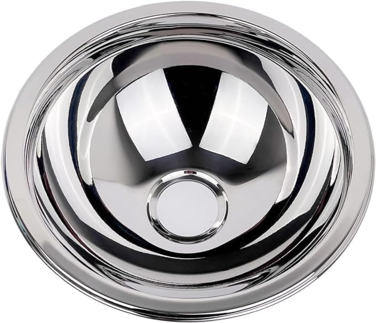 Lavello rotondo in acciaio inox per roulotte, 260 mm, profondità 130 mm