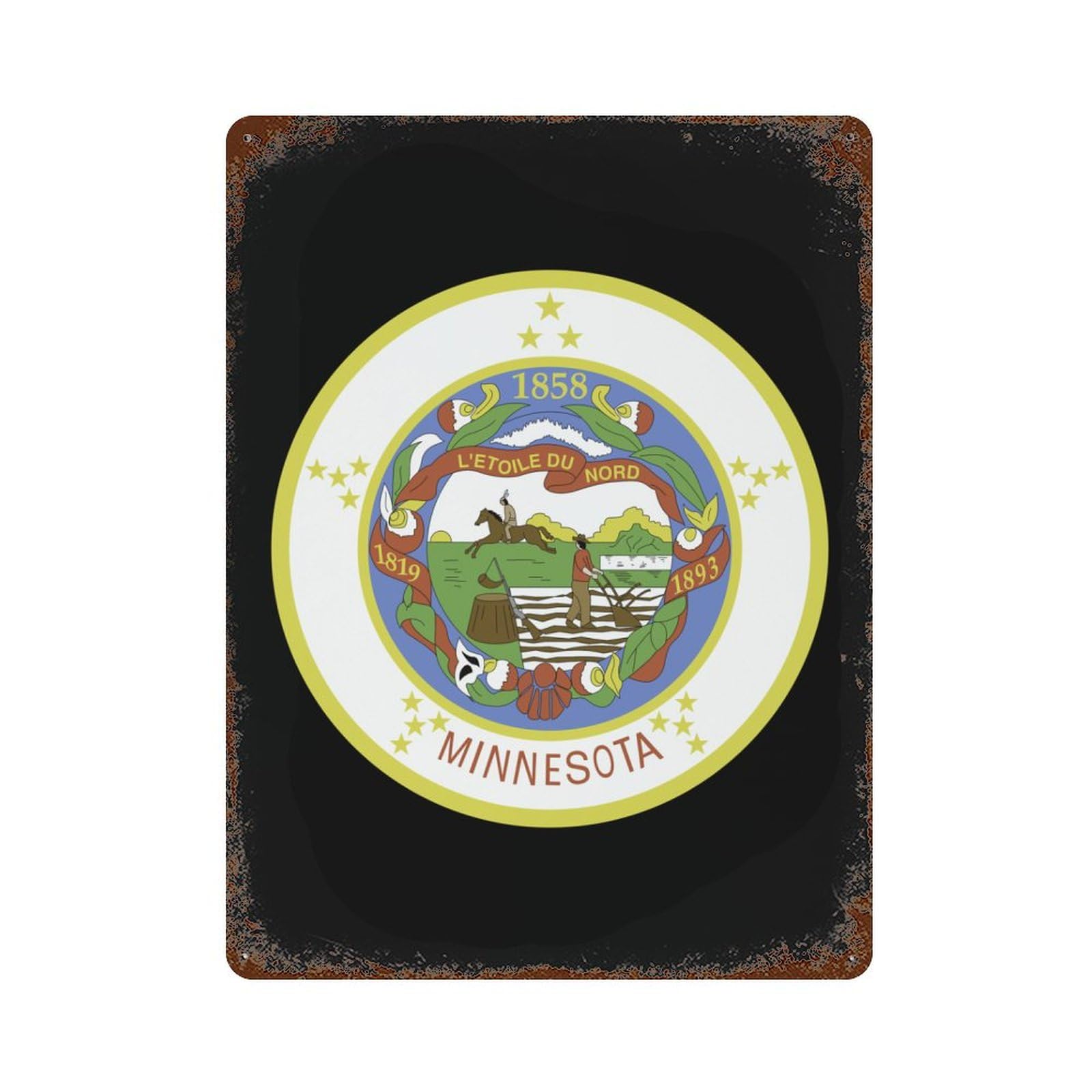 Minnesota Flag Metal Tin Signs Vintage Iron Painting Wall Art for Garage Garden Decor 15.7
