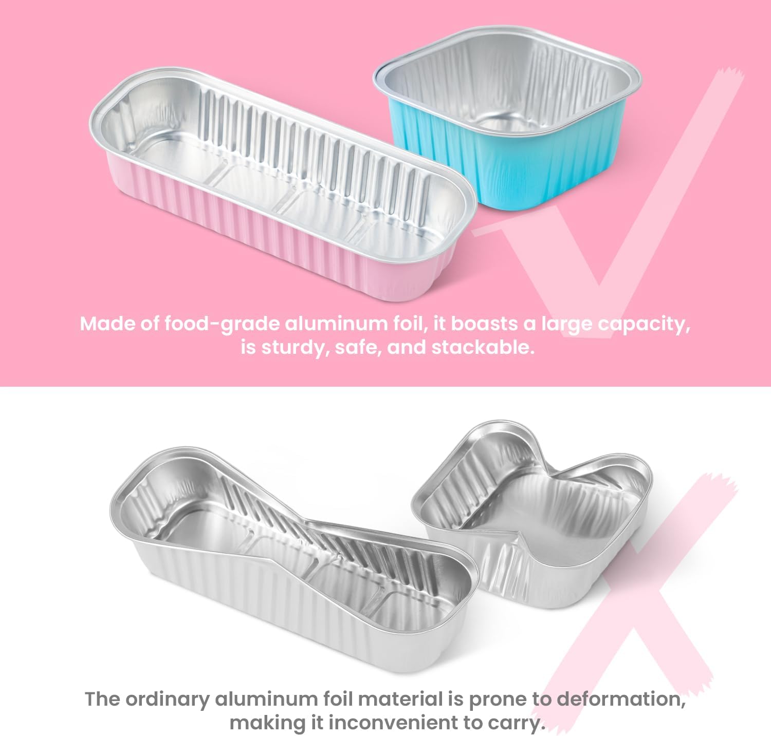 Mini Foil Baking Cups with Lids for Baking Bread Disposable（100Pack）, 50Pcs 6.8oz Mini loaf Pans & 50Pcs 5oz Square Aluminum Loaf Pans with Spoons, Cupcake Tins with Lids - Image 3