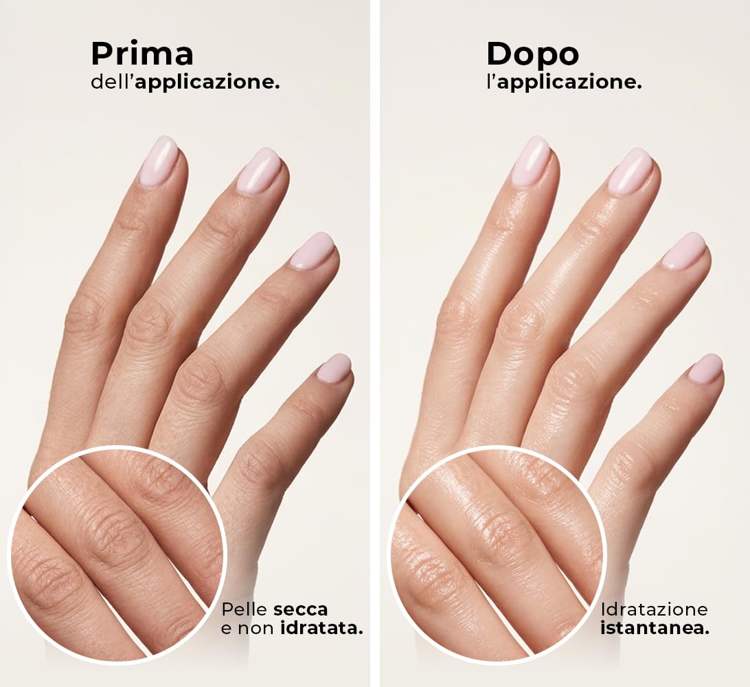 Benail | Glow Spray Idratante Mani e Unghie con Acido Ialuronico e Cheratina, crema mani antiage, Trattamento Cuticole Profumato, lentivo, idratante con Asciugatura Rapida, Made in Italy
