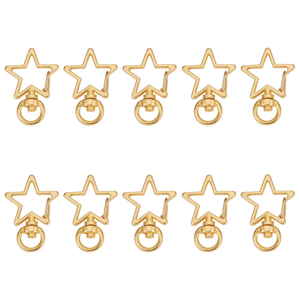 PATIKIL 50 Moschettoni Girevoli A Forma Di Stella – Fermagli In Metallo Tonalità Argento, 23x36 Mm, Per Portachiavi, Borse Fai Da Te, Lacci