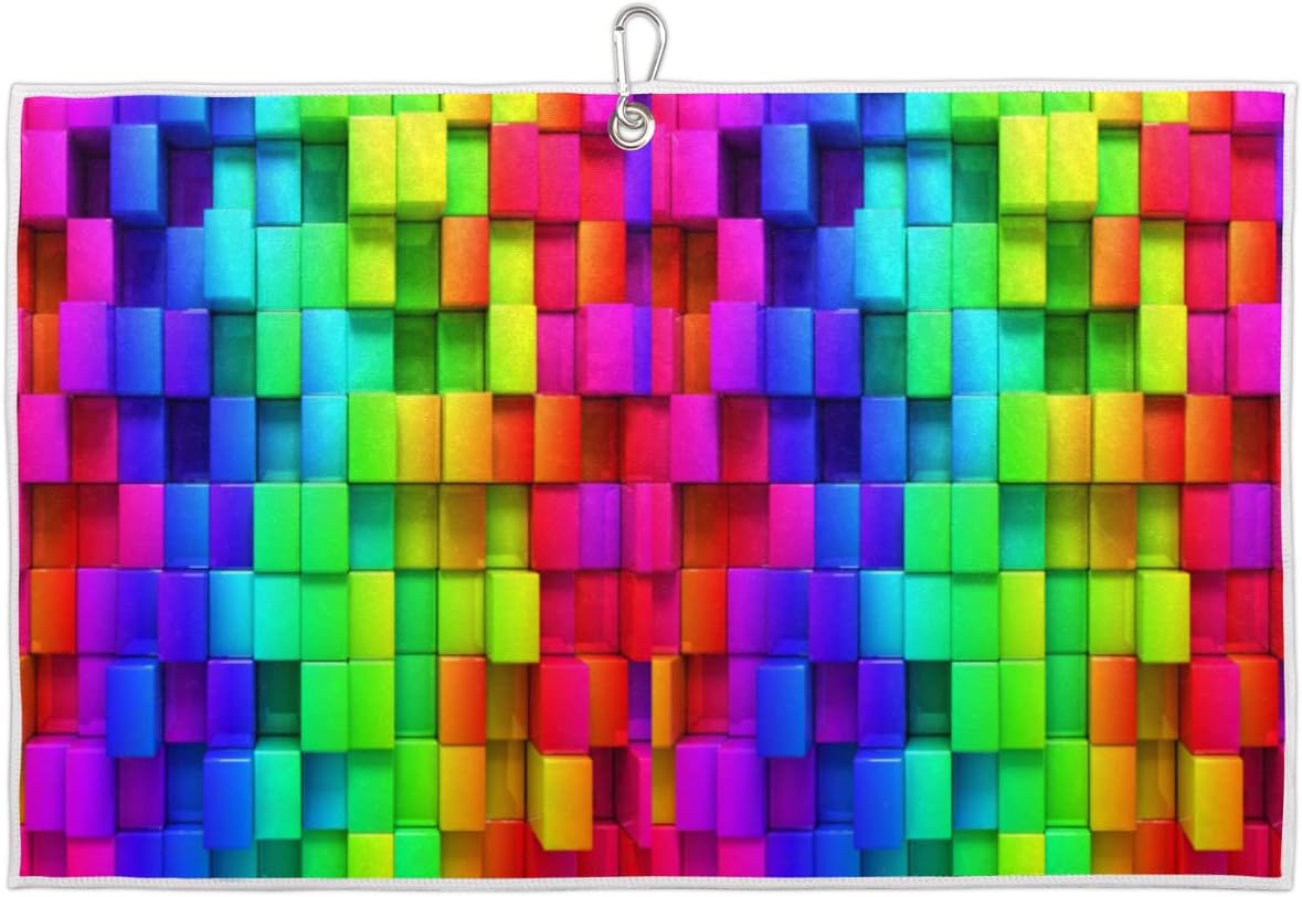 Rainbow Box Golf Towel Microfiber Club Cleaner with Carabiner Clip Water Absorption Quick Dry Golf Towels for Women Men Golf Accessories 15 X 24 Inch