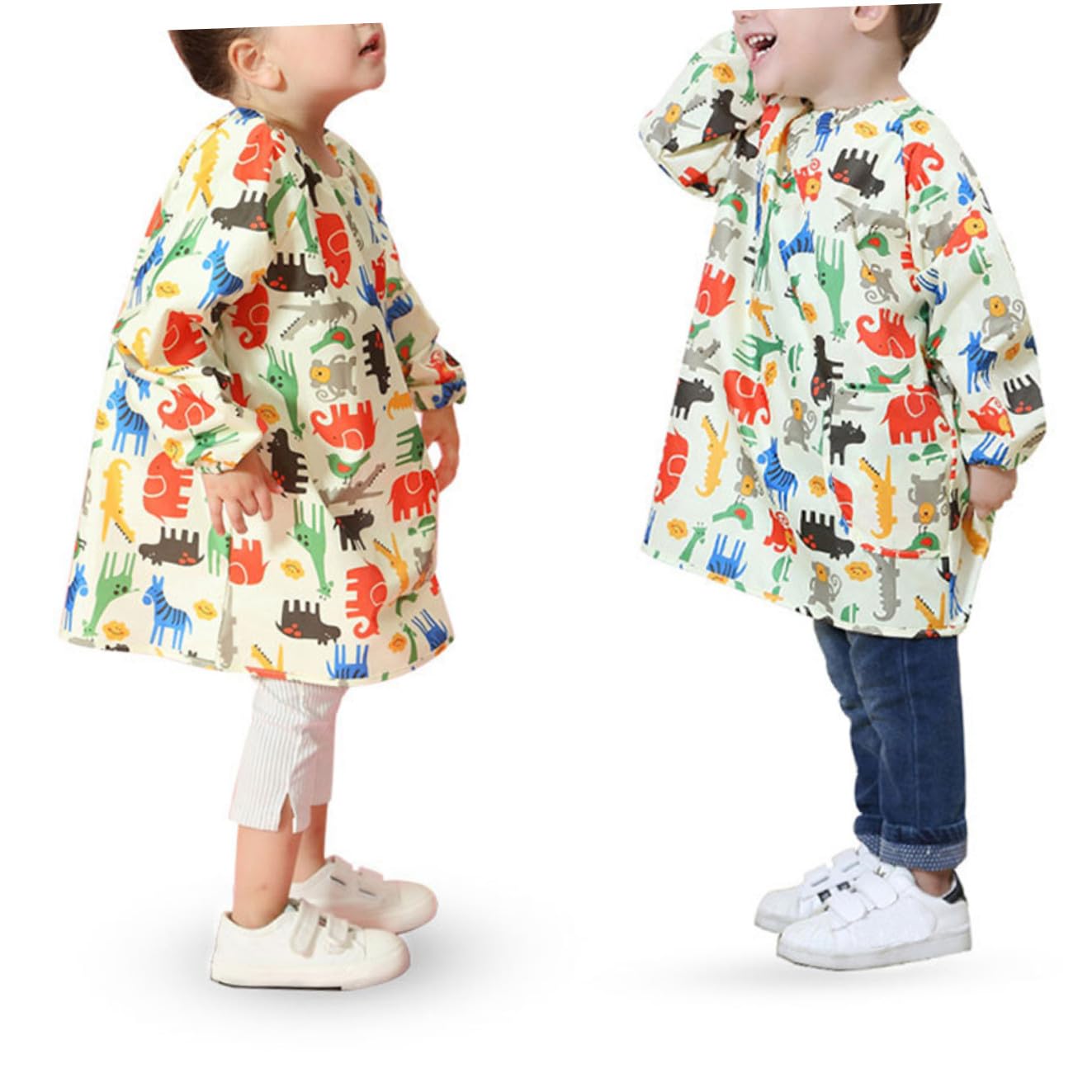 Tablier de Peinture Protège les Vêtements Jaune Imperméable Sèche Rapidement en Polyester, Manches Longues pour Garçon et Filles pour Activités Artisanales et Dessin