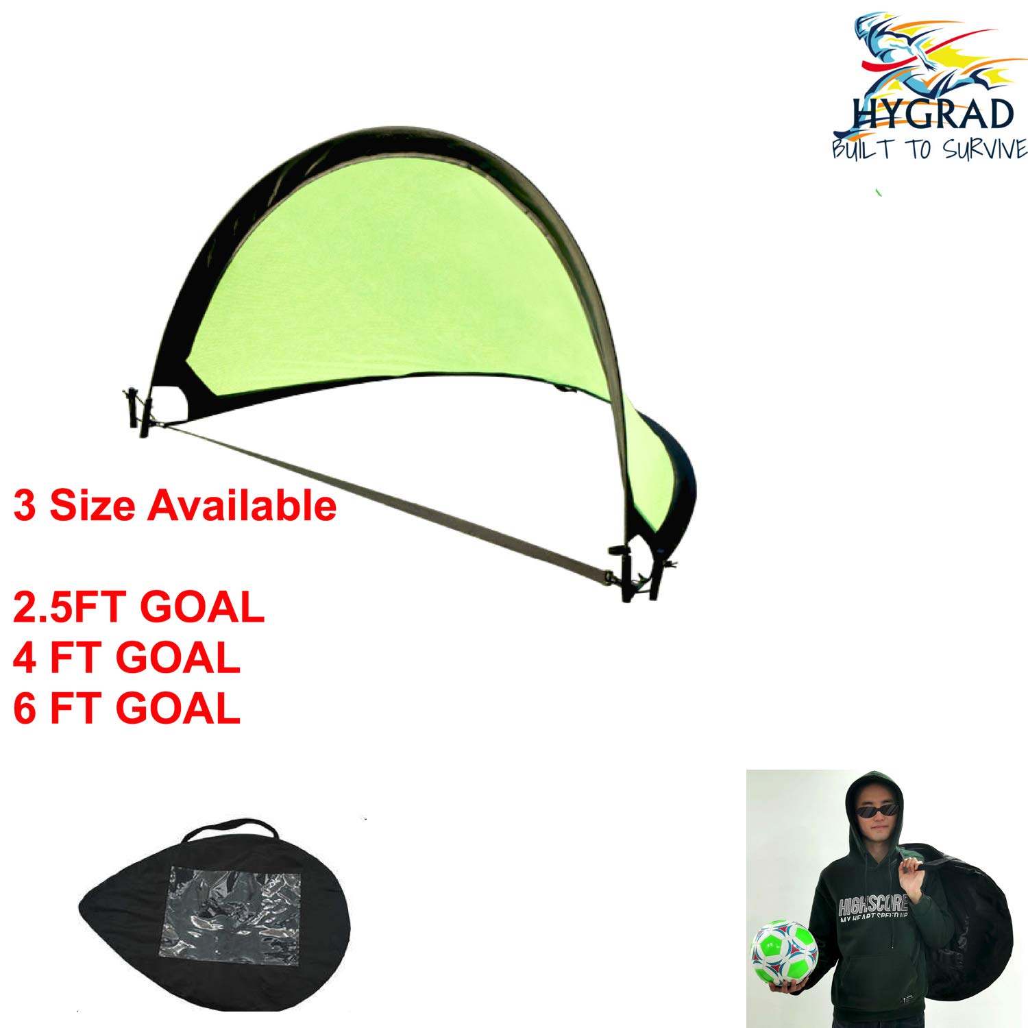 Foldable Flash Pop-Up Sports KIDS FOOTBALL GOAL 2.5ft, 4ft & 6ft - Target Goal Training Aid