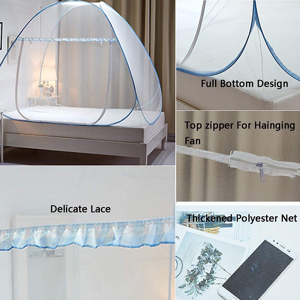 Moustiquaire de Lit Pliable Pop Up Grand Moustiquaire Tente en Forme de Dôme Porte Simple Camping Mosquito Rideau Facile à Installer pour Chambre à Coucher