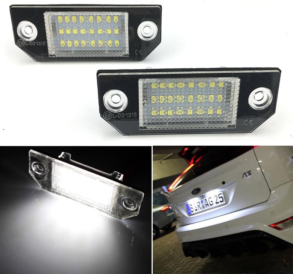 36-LED License Plate Light for Ford Focus C-MAX 2003-2007 / Focus MK2 2003-2008, 6500K Pure White 1.44W Plug and Play IP68 Waterproof