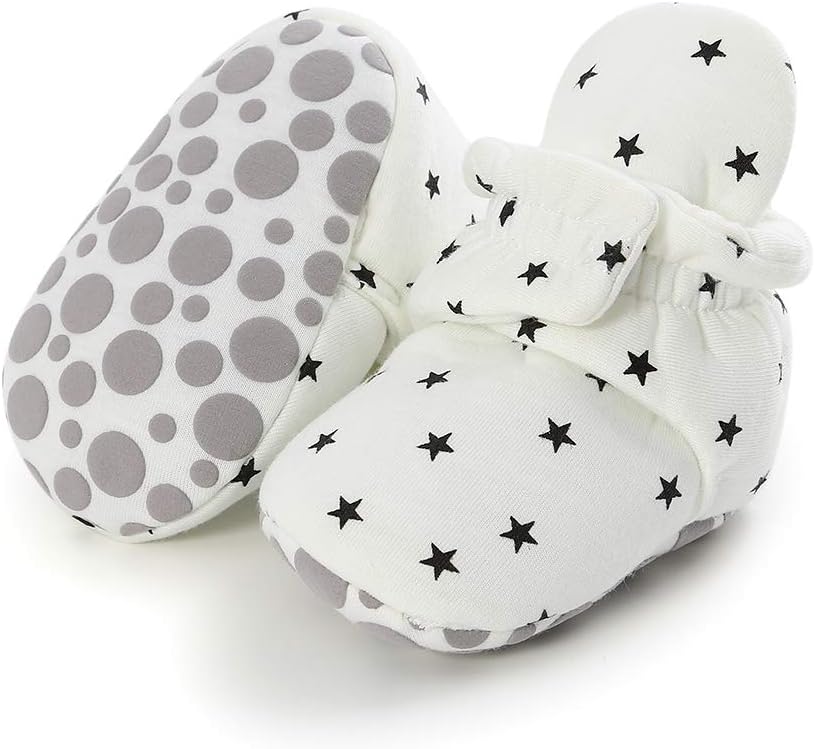 Unisex Newborn Baby Cotton Booties Non-Slip Sole for Toddler Boys Girls Infant Winter Warm Fleece Cozy Socks Shoes