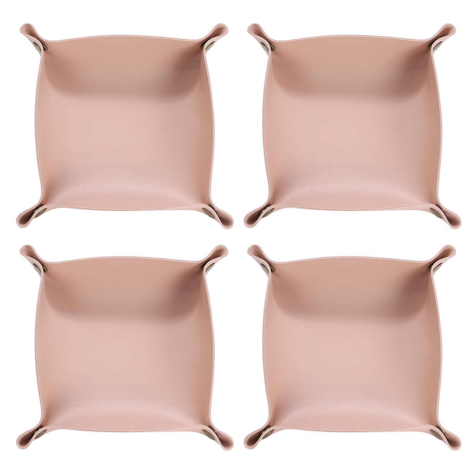 HARFINGTON 4pcs PU Leather Valet Tray Unisex Folding Small Catchall Tray Portable Entryway Table Tray Nightstand Bedside Desk Tray for Key Wallet