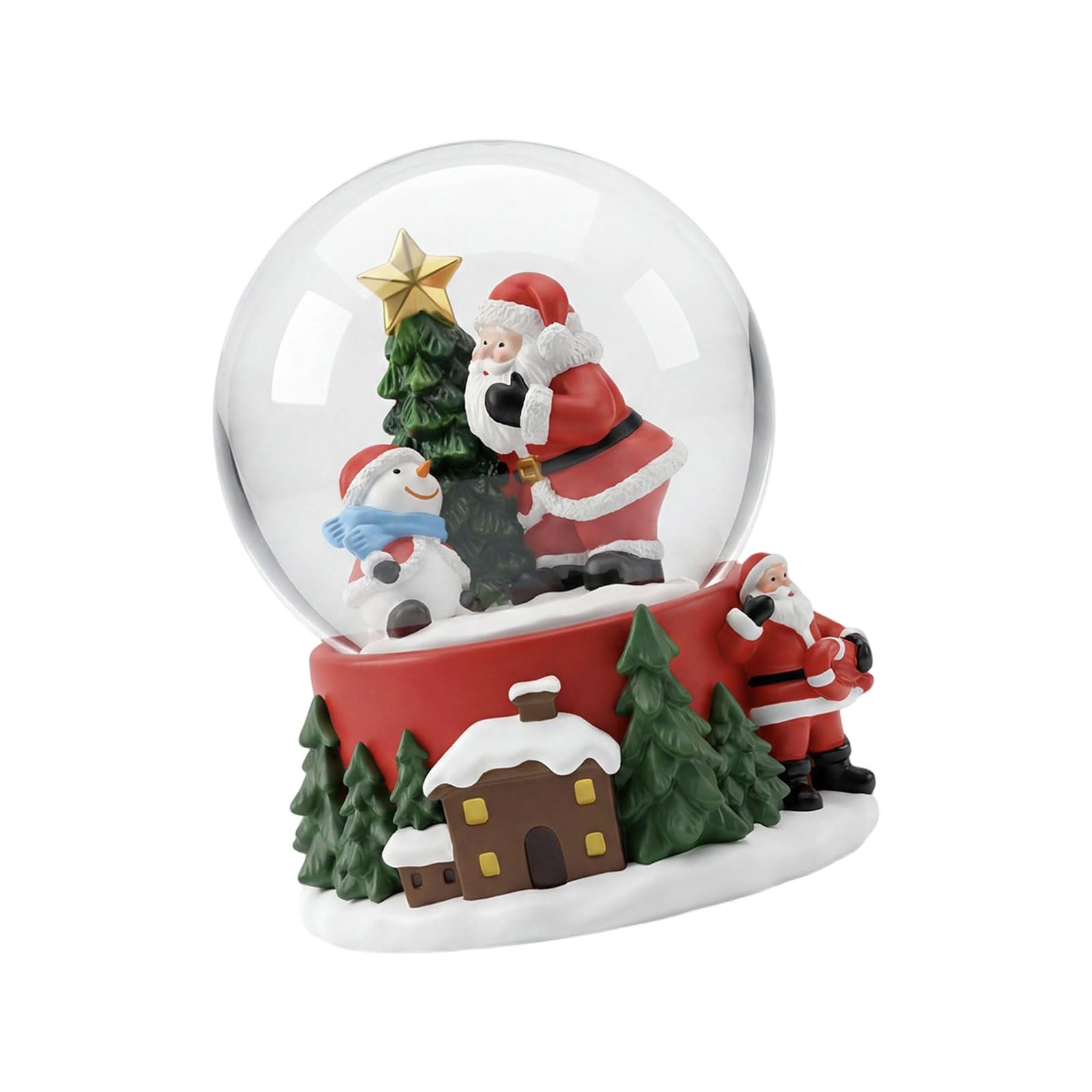 Christmas Tree Snow Ball Decoration Resin Snowflake Crystal Ball Ornament for Tabletop Mantels Display Festival Gift LED Christmas Drift