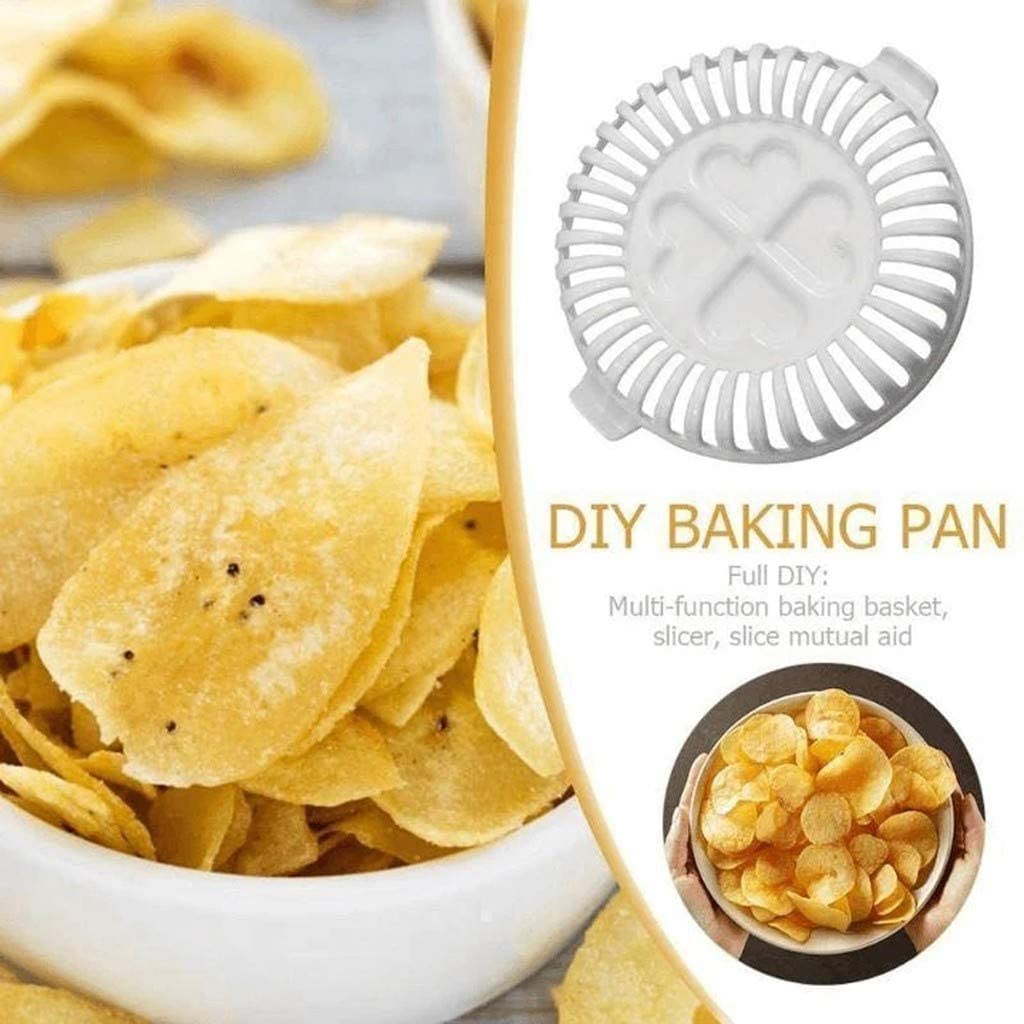 3Pcs Portable Microwave Oven Fat Potato Chips Maker Fruit Potato Crisp Chip Slicer Snack Chips Rack Easy Homemade DIY Set Tray Gadgets Kitchen Accessories Cooking