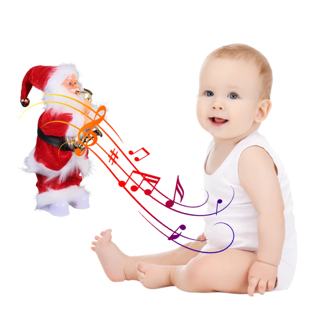 Abaodam Muñeca Musical de Papá Noel Juguete Eléctrico para Decoración Navideña Adorno Creativo de Papá Noel para Fiesta de Invierno