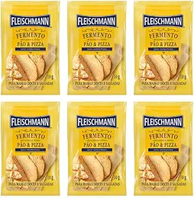Kit 6 Fermento Biológico Pão e Pizza Seco Fleischmann 10g