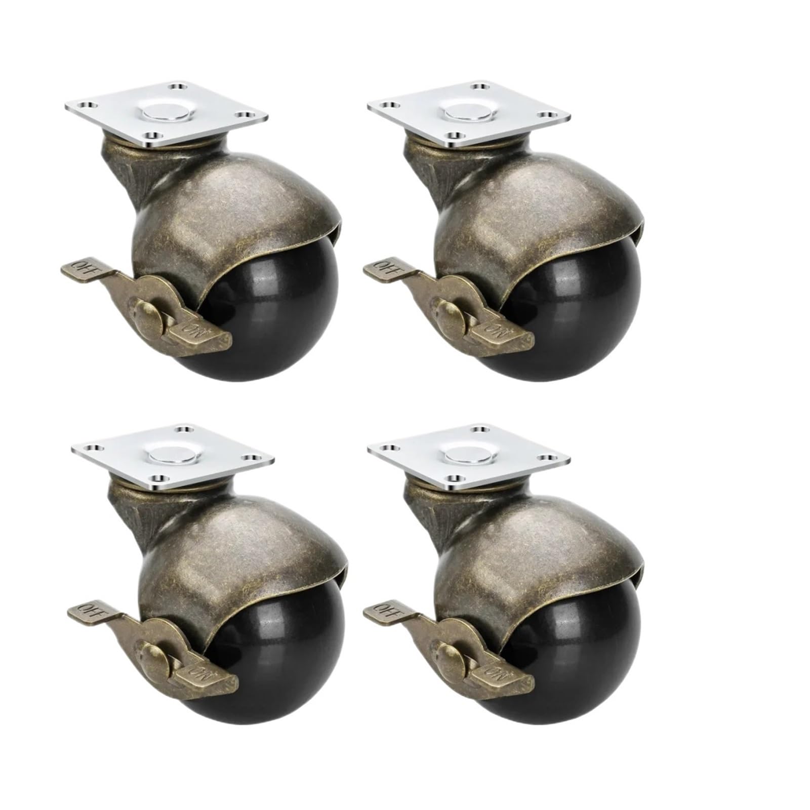 4 ruote girevoli a sfera da 1,5/2 pollici con freno in bronzo e gomma for sedia ufficio divano Per Casa e Ufficio(2 inch brake)
