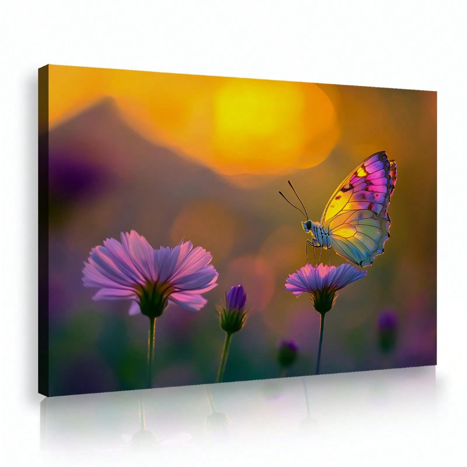Impression sur toile de fleurs contemporaines violettes grand format 80x120 cm - 8