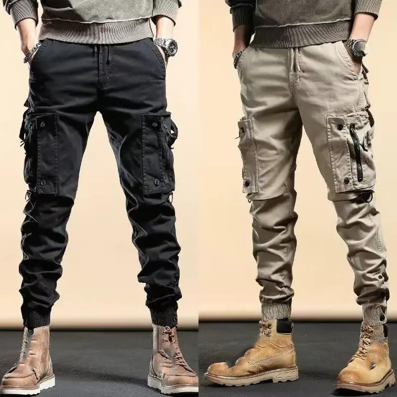 Men's Casual Drawstring Cotton Trousers Cargo Pants2
