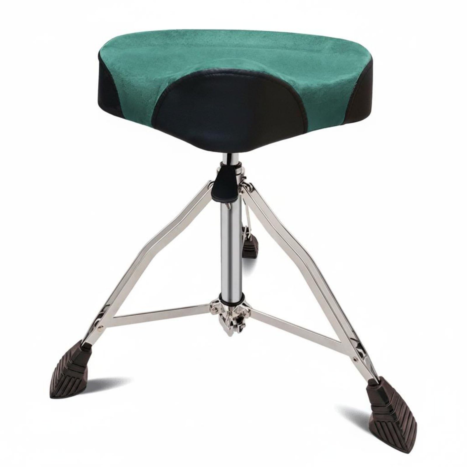kowaku Asiento de Batería Ajustable Trono Sillín Taburete Almohadillado Regulable y Base Trípode de Metal para Ensayos, Verde, Taburete De Batería Tipo Silla De Montar con Ajuste De Presión De Aire