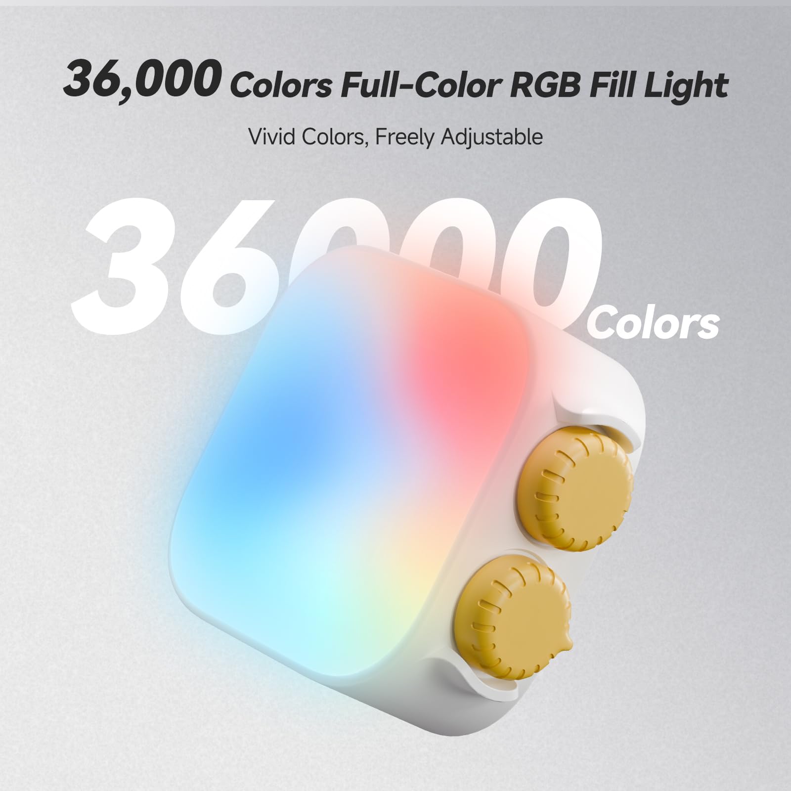Photoolex Tofu RGB Bianco Faretto LED Compatto e Portatile per Foto e Video | CRI96+, temp 2500K-9900K, batteria ricaricabile 2000mAh, magnete vite 1/4", 21 effetti foto vlog stream videoconferenze
