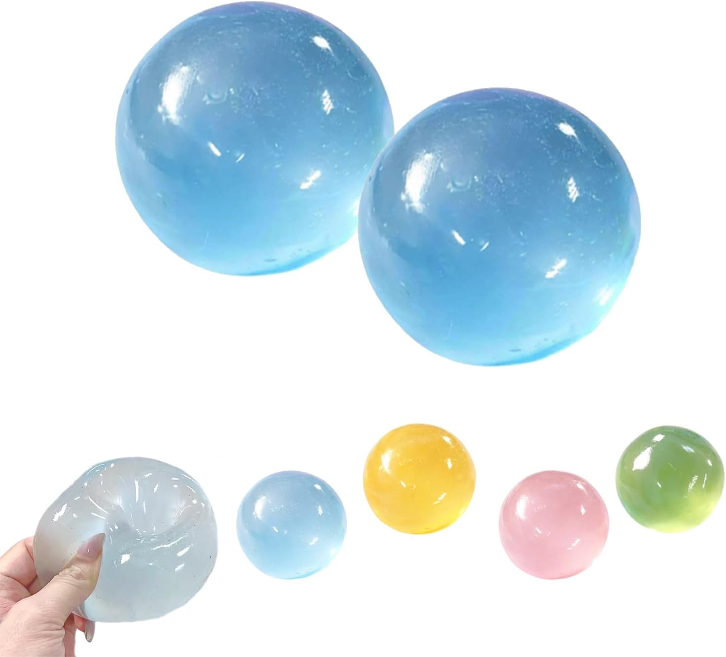 Coconut Oil Squishy Stress Ball - 2.3in Super High Moldable Crunchy Fidget Toy, Slow Rising & Non-Sticky Sensory Squeeze Ball, Portable Water-Washable Sand Glutinous for Focus (Blue,2)