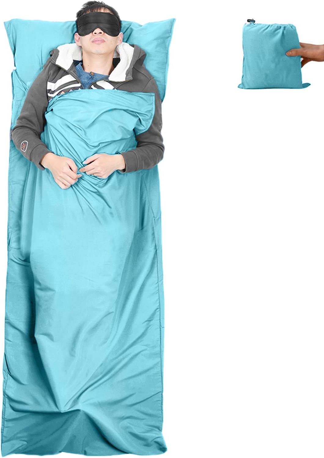 Sleeping Bag Liner, Lightweight Portable, Soft Travel and Camping Sheet, with Compact and Carry Bag, for Travel, Hotel