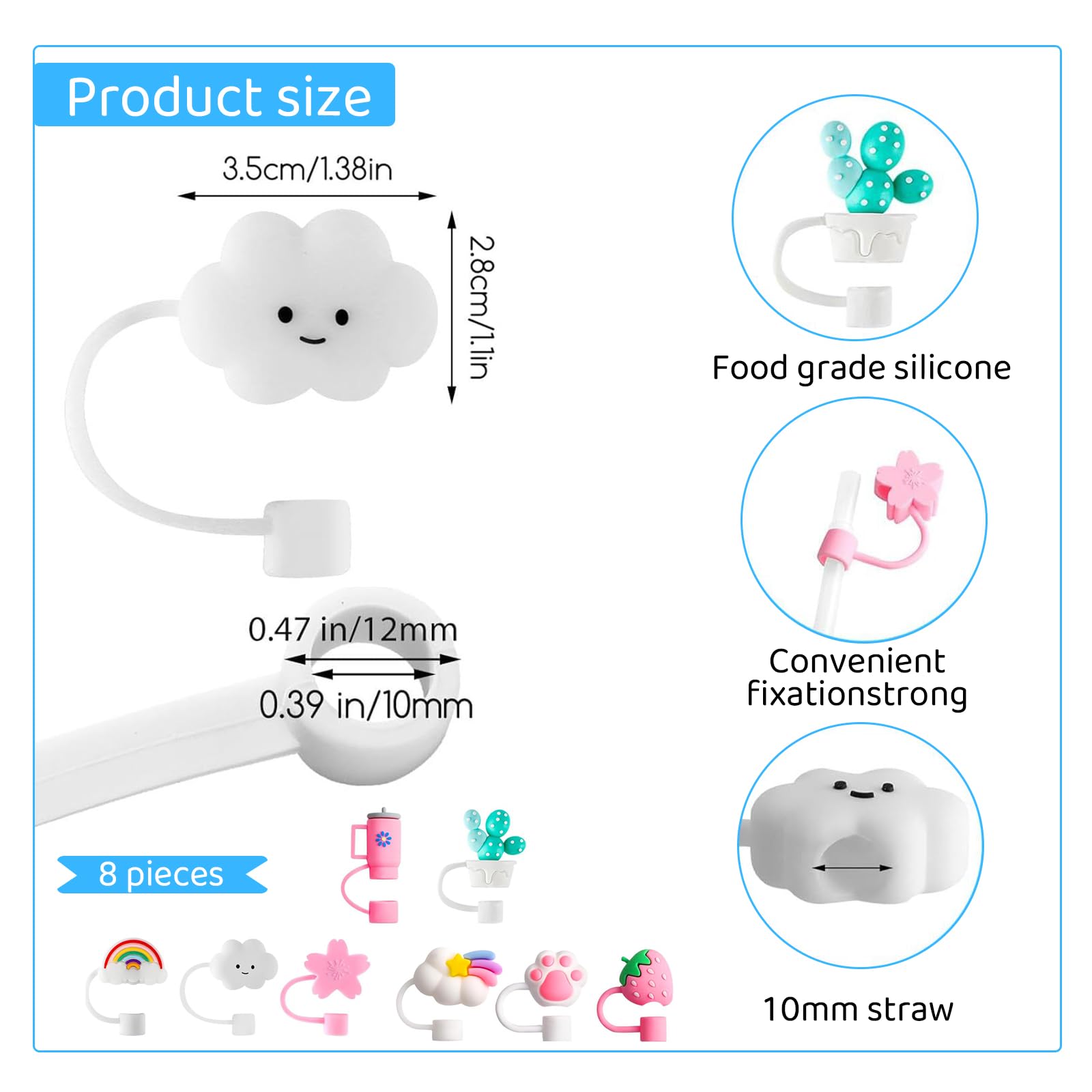 Nayyana Lot De 12 Accessoires Pour Stanley Cup 2.0 - Couvercle De Paille En Silicone Pour Tasse Thermique 40/30 Oz - Résistant à La Poussière Et Aux Fuites