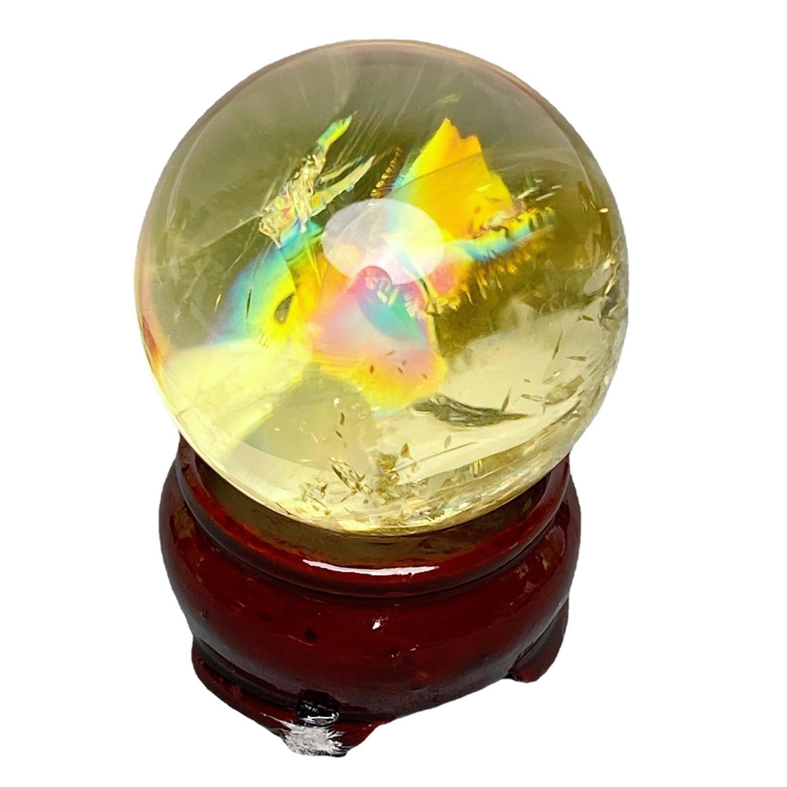 DPURPIWADY Citrine Crystal Sphere Ball, Feng Shui Transparent Quartz with Holder, ball-53~55mm