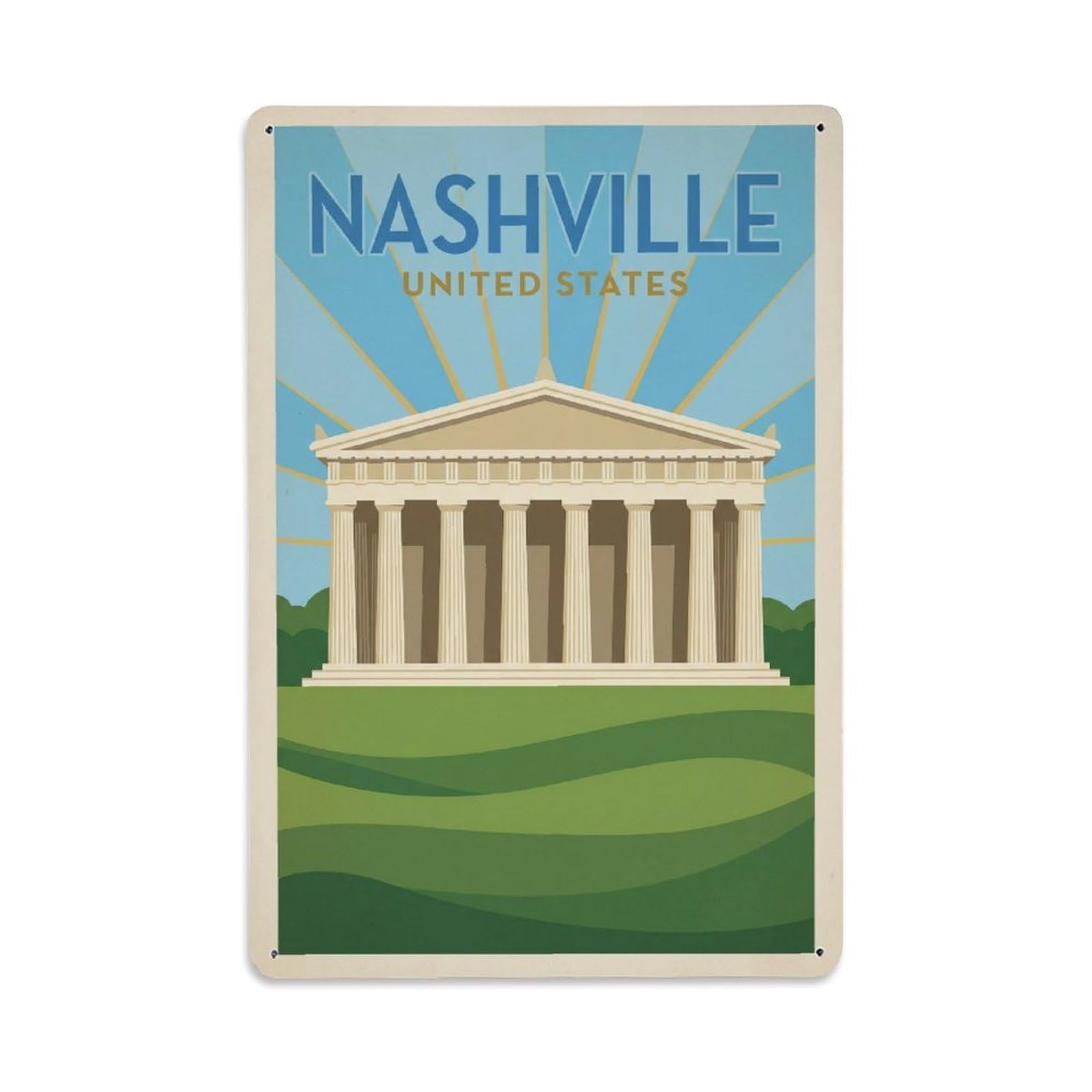 Xanthor Style Travel Usa Nashville Retro Metal Tin Sign