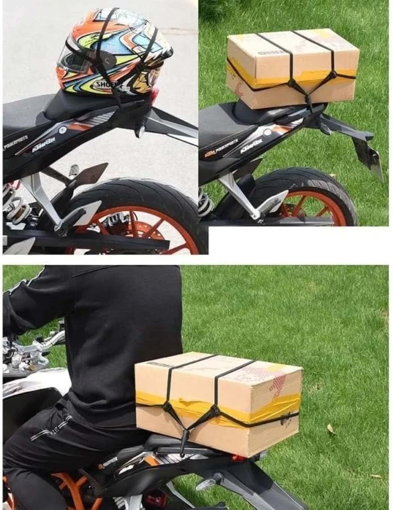 3 Pack Motorcycle Helmet Bungee Cords Full Face Backpack Holder Rope Elastic Cargo Tie Downs Dirt Bike Luggage Straps for Full Face Motorcycle Helmet Mini Bike Rear Rack Luggage Rack Lunch Bag image 2