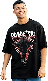 Bewakoof X Harry Potter Men's Cotton Jersey Graphic Print Oversized Fit Half Sleeve Round Neck T-Shirt | Casual Wear | Str... Price In India