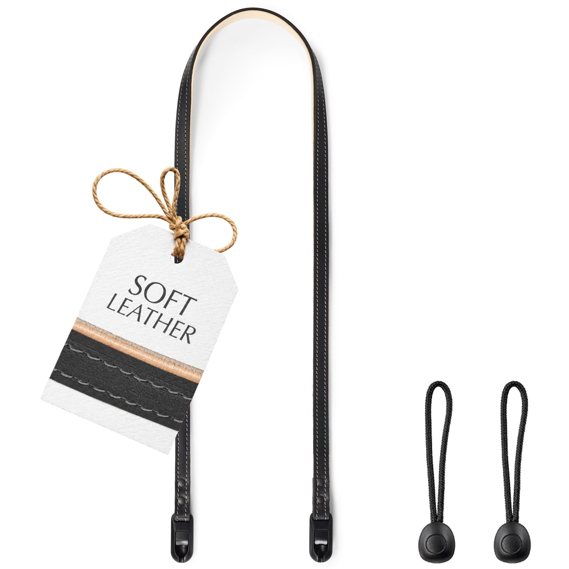 C Coiro Sangle fine en cuir avec libération rapide, sangle d'épaule réglable pour appareil photo reflex numérique compatible avec Fuji Sony Nikon Leica Canon Rembourrée Noir