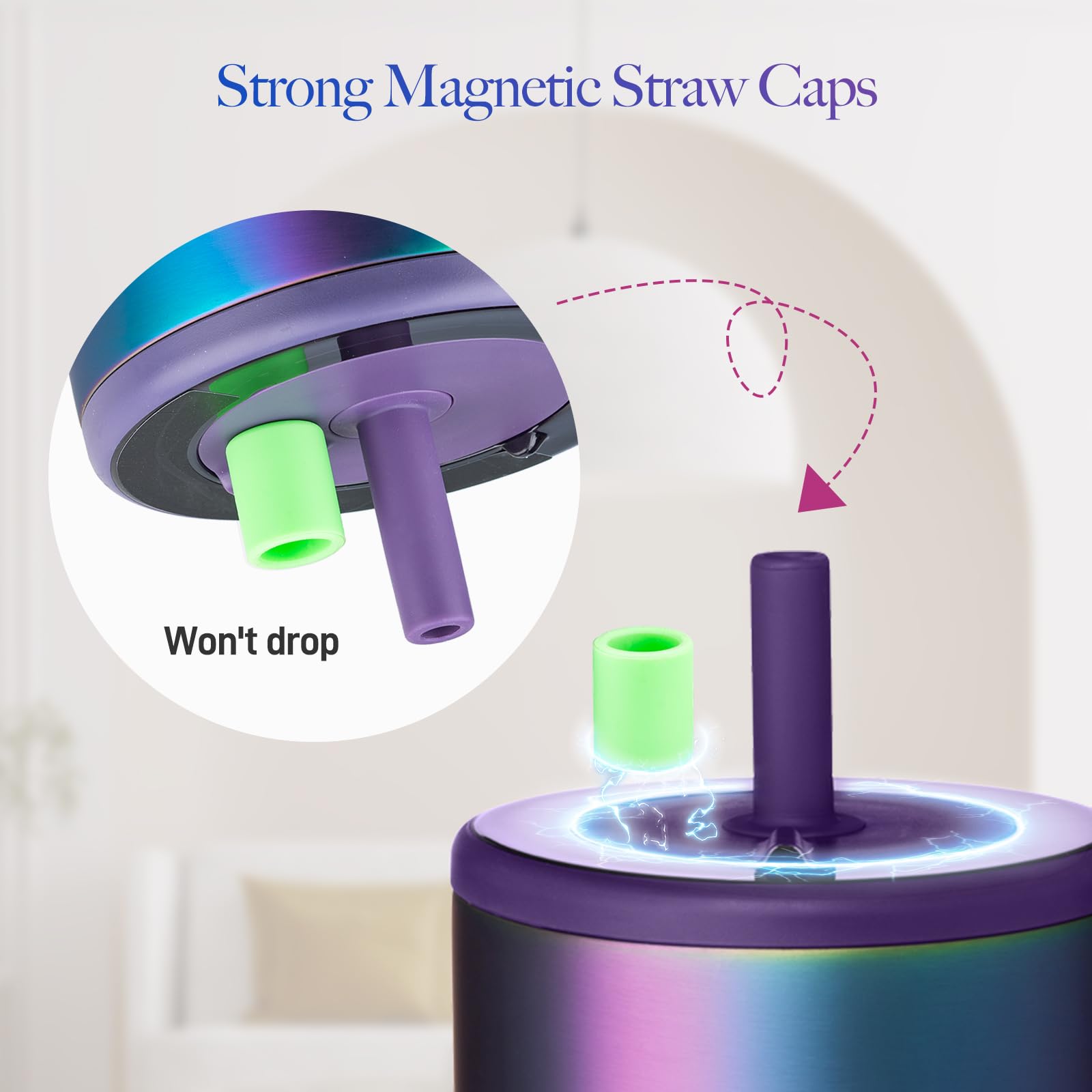 Magnetic Straw Covers (2 Pack) - Silicone Caps For BrüMate Era & Resa Tumblers, Dust Proof & Spill Resistant (Green)