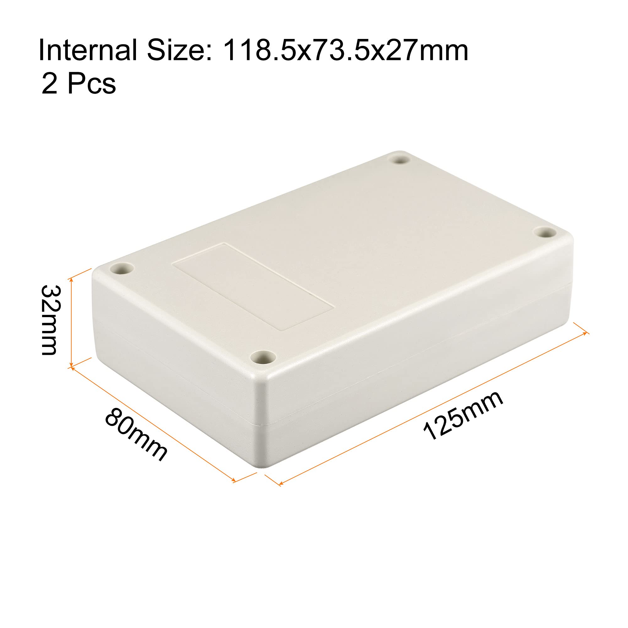 sourcing map Caja de Conexiones Impermeable ABS, 2x Cajas Estanca Antipolvo, Caja Instrumentos Eléctrica con Tapa para Proyectos Eléctricos, Gris, 125x80x32mm