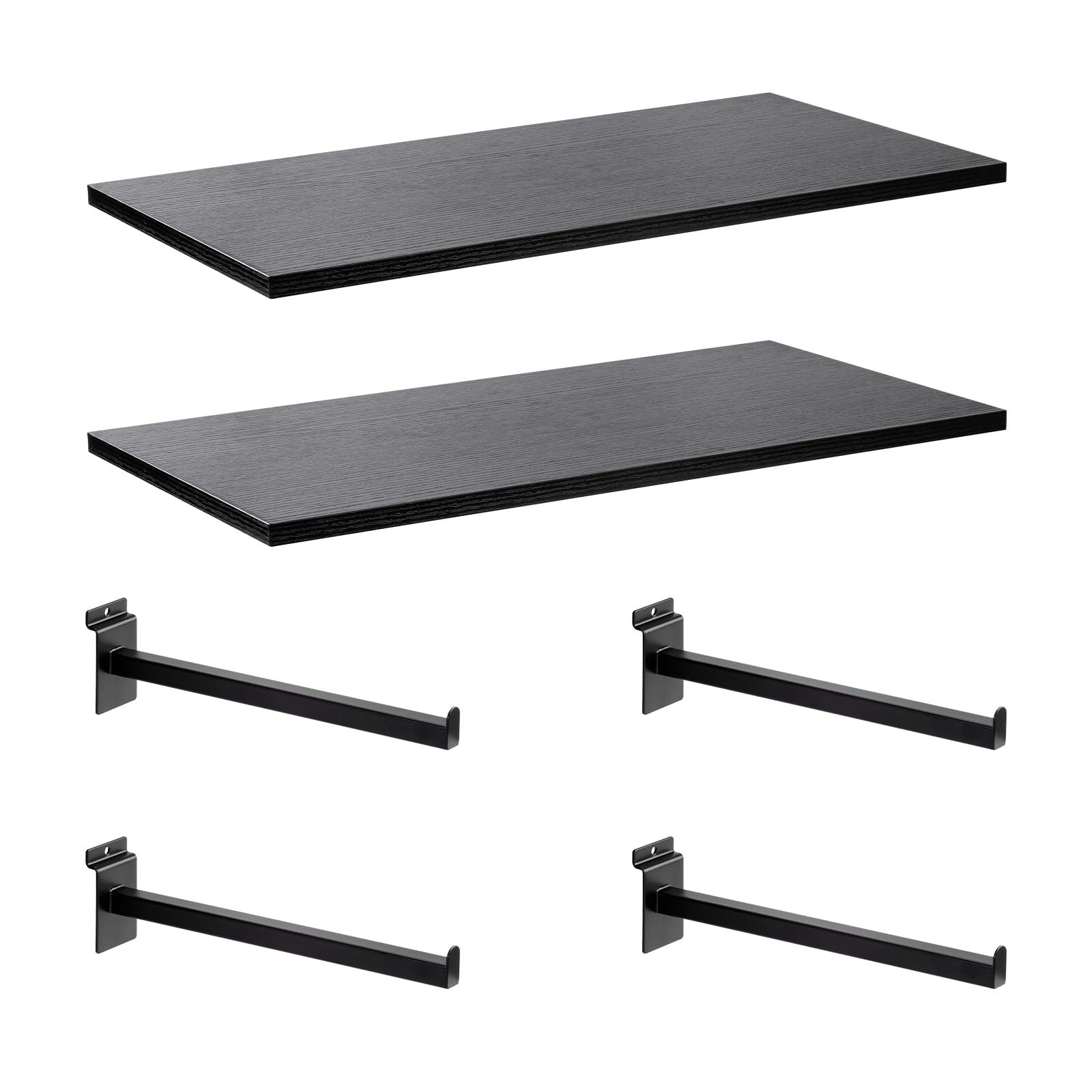 WETOECOTEC Wood Slatwall Shelves, Slat Wall Shelf Slatwall Acccessory for Garage, Home Improvement, Retail Display (2, 24''x12'')