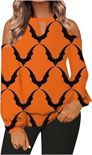 DIYIOUZHOU Women'S Halloween Tops 2023 Pub Long Sleeve Top Ladies Halloween Goth Lightweight Cutou Cozy Sweatshrit Ladies