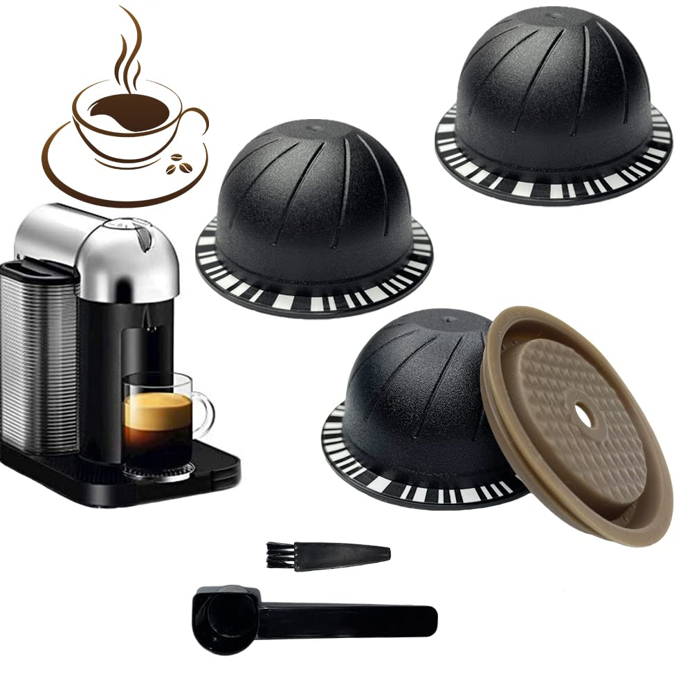 3pcs Reusable Coffee Pods for Vertuo Refillable Coffee Capsules for VertuoLine Refill Pods Compatible with Nespresso Coffee Machine