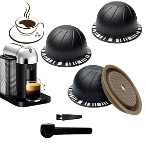 3pcs Reusable Coffee Pods for Vertuo Refillable Coffee Capsules for VertuoLine Refill Pods Compatible with Nespresso Coffee Machine