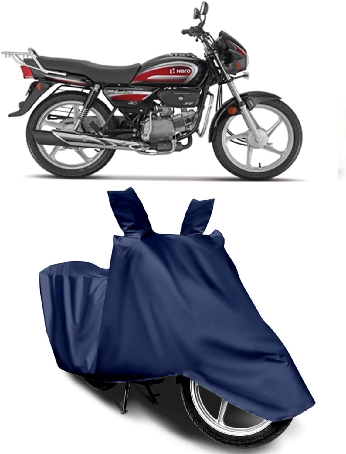 CREEPERS Water Resistant Dust Proof Bike Body Cover for Hero Splendor Plus(Blue Color)