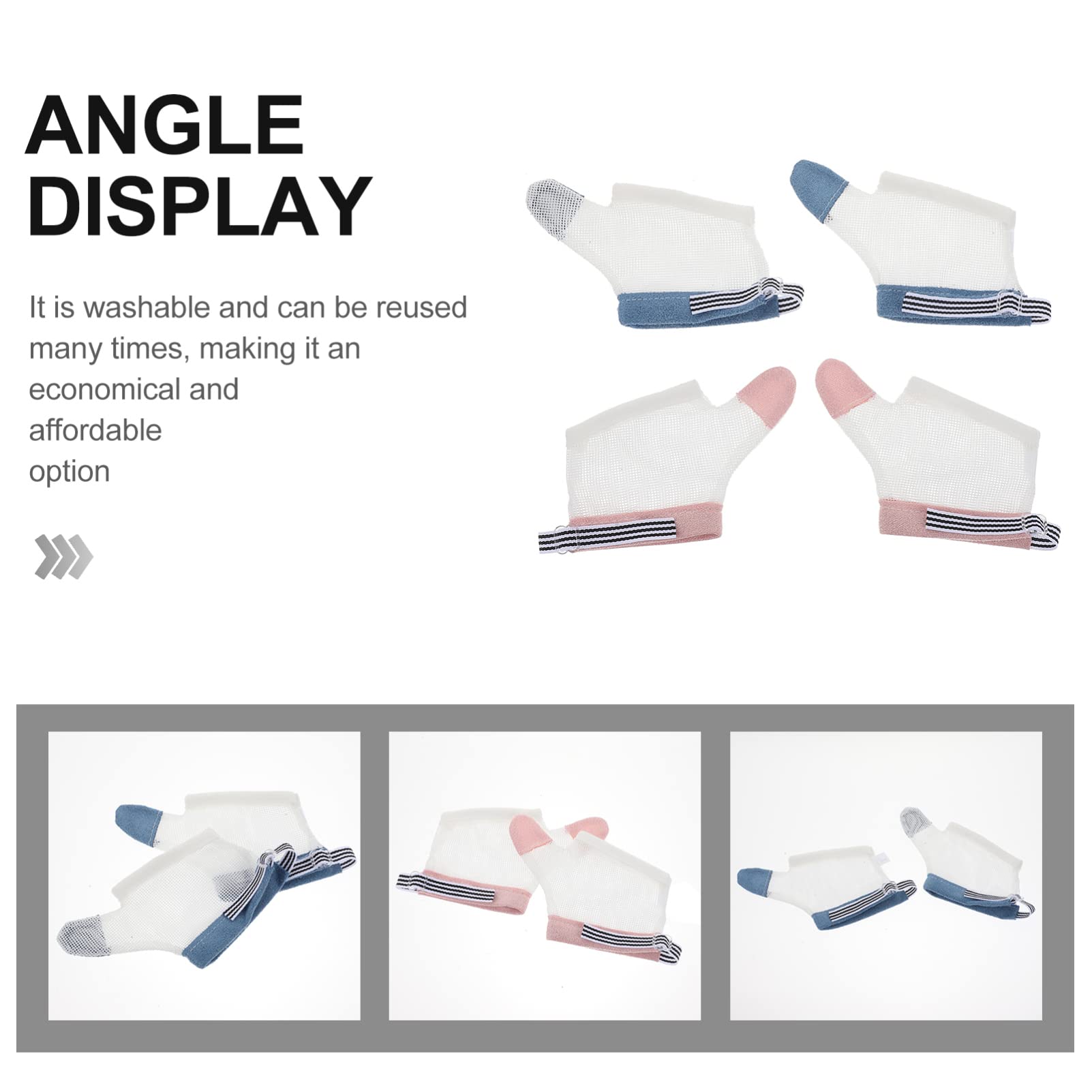 Guantes Protectores contra Chuparse el Dedo para Ñiño, 2 Pares | Nylon Blanco, Lavables y Resistentes, para Bebés de 6-10kg, 9-15kg y 15-22.5kg