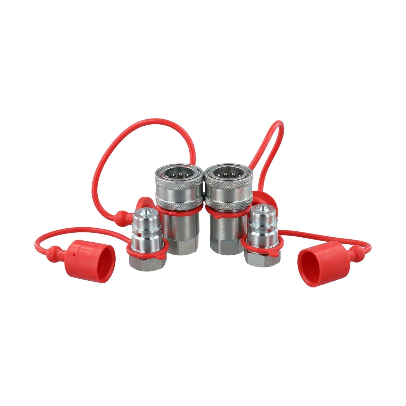 Raccord hydraulique ISO7241-A NPT 1/2 en acier avec capuchons