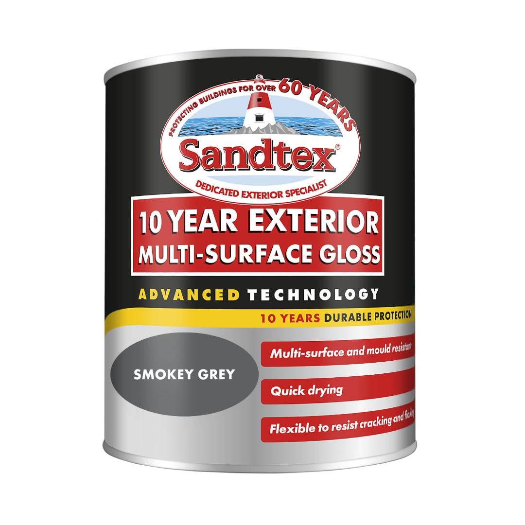 Sandtex 10 Year Exterior Multi Surface GlossSmokey Grey750Ml from B&Q